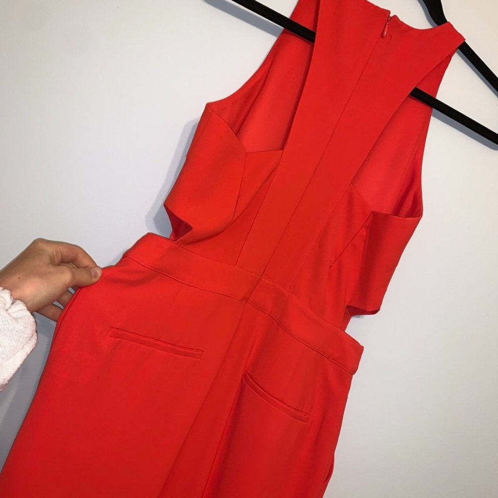 Orange Red Jumpsuit With Rectangular Cut-Outs - image 4